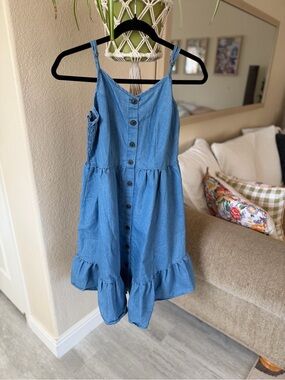 Japna Blue Button-Front Girls' Sundress Dress